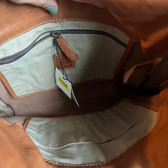 Frye Tan Leather Fringe Shoulder Bag